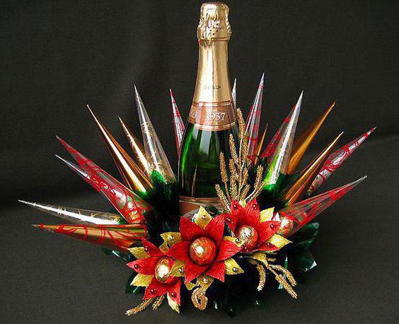 جميل تزيين زجاجة من الشمبانيا مع الحلويات