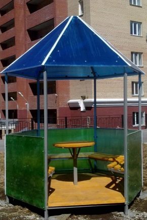 Беседка от оформена тръба: чертежи и поетапно описание на конструкцията