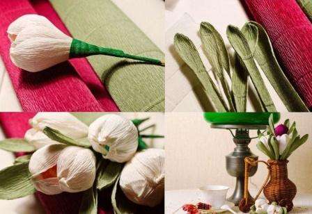 بعد ذلك ، يمكنك البدء في تكوين الزهرة. للقيام بذلك ، خذ ثلاث فراغات وضعها حول الحلوى.