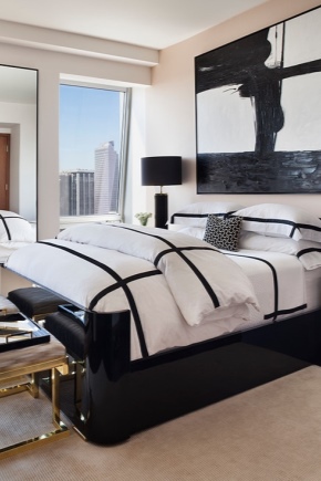 غرفة نوم بالأبيض والأسود