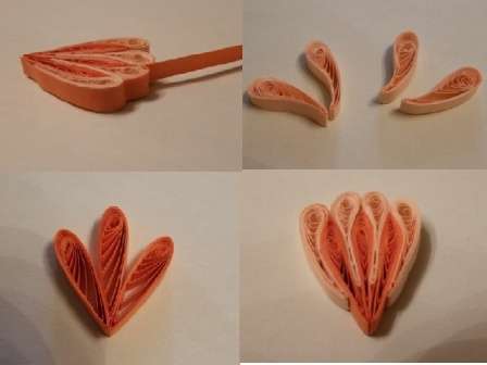 ستبدو الأزهار الحجمية التي تستخدم تقنية اللف أصلية على الحائط في غرفة النوم أو غرفة المعيشة. لعمل زهور كما في الصورة ، ستحتاج إلى فراغات مهدبة ورقيقة ولف أشكال 