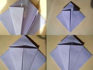 Ota neliömäinen paperi ja taita se kahdesti vinosti. Avaa sitten ja muodosta kolmio taivutuslinjoja pitkin. Sitten sinun täytyy taivuttaa terävät kulmat tylpiksi ja saat neliön. Alemmat sivut taitetaan kohti keskustaa ja kiinnitetään teipillä tai liimalla. Jos teet oikein, saat tulppaaninupun.