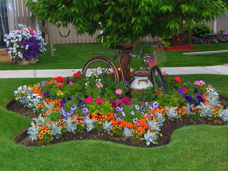 Kauniisti sisustettu kukkapenkki kirkkaista alamittaisista kukista ilahduttaa sinua syksyyn asti Kauniisti sisustettu kukkapenkki kirkkaista alamittaisista kukista ilahduttaa sinua syksyyn asti