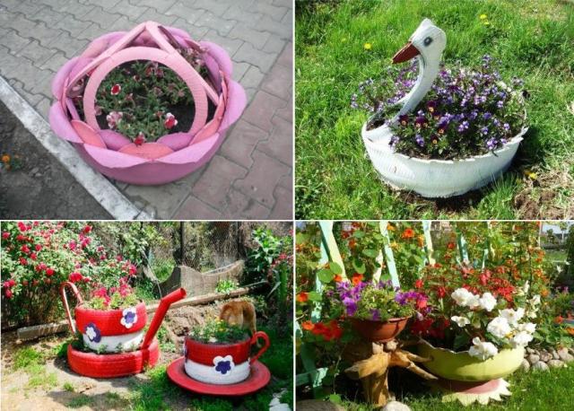 kukkapuutarha renkaista tee se itse -kuva