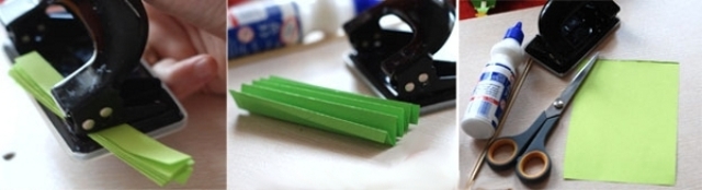 Otamme rei'ityksen ja teemme reiän tuloksena olevan harmonikan keskelle.