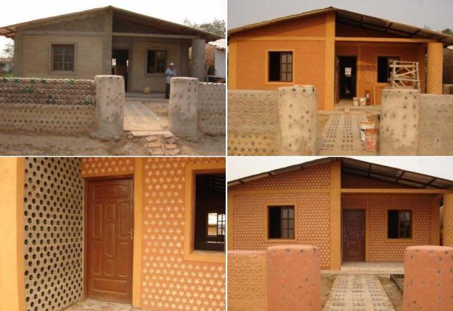 bygge et hus af plastflasker med dine egne hænder