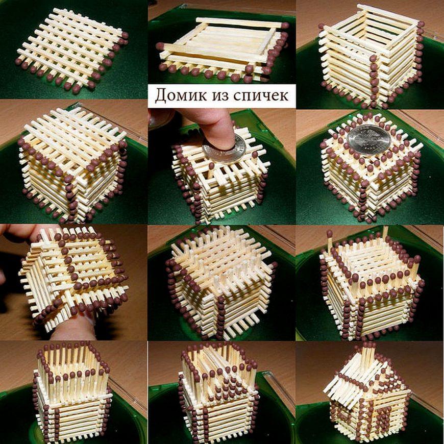 Hus, slot, kirke, tempel, godt: hvordan man laver af tændstikker uden lim med egne hænder, trin for trin instruktioner
