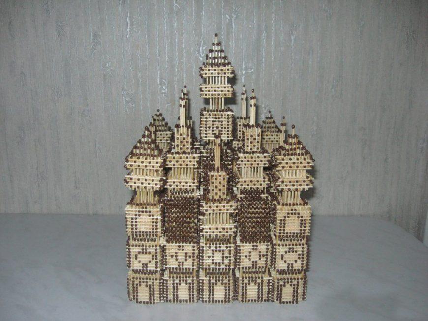 Hus, slot, kirke, tempel, godt: hvordan man laver af tændstikker uden lim med egne hænder, trin for trin instruktioner