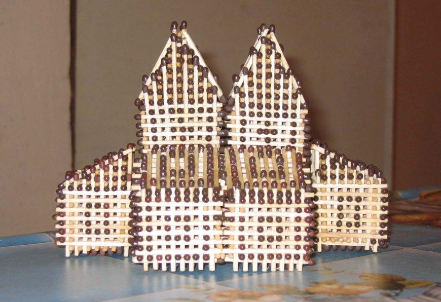 Hus, slot, kirke, tempel, godt: hvordan man laver af tændstikker uden lim med egne hænder, trin for trin instruktioner