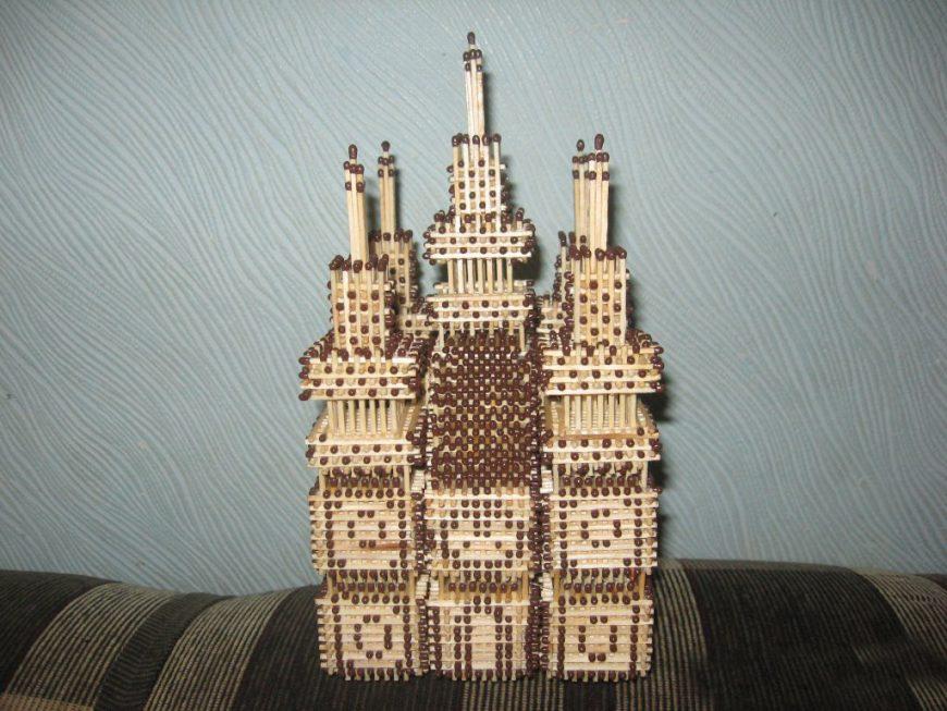 Hus, slot, kirke, tempel, godt: hvordan man laver af tændstikker uden lim med egne hænder, trin for trin instruktioner