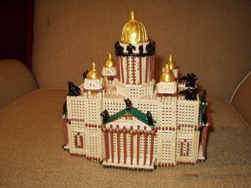 Hus, slot, kirke, tempel, godt: hvordan man laver af tændstikker uden lim med egne hænder, trin for trin instruktioner