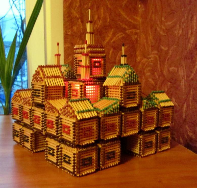 Hus, slot, kirke, tempel, godt: hvordan man laver af tændstikker uden lim med egne hænder, trin for trin instruktioner