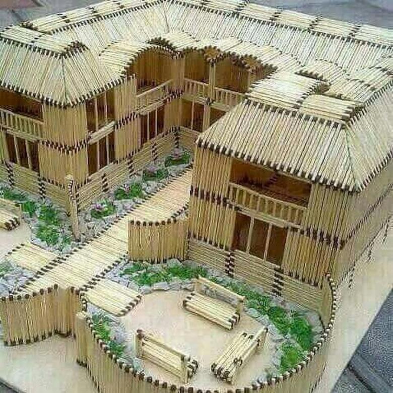 Hus, slot, kirke, tempel, godt: hvordan man laver af tændstikker uden lim med egne hænder, trin for trin instruktioner