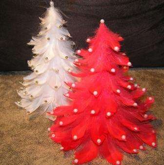 Voit ostaa höyheniä tänään rautakaupasta tai urheilukaupasta. Voit valita höyhenen värin itsenäisesti, jolloin joulukuusi on valkoinen, vihreä tai jopa vaaleanpunainen. Kaikki riippuu mielialastasi ja mielikuvituksestasi.