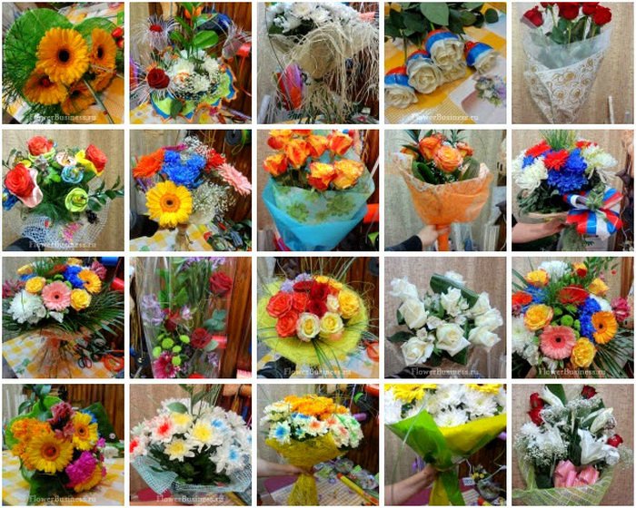 Blomsterhandel for begyndere trin for trin, samling af buketter, læring af indretning med egne hænder, videoer, fotos