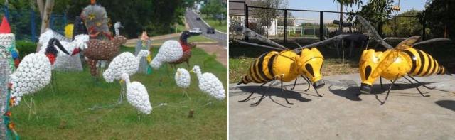 Luovien hahmojen valmistamiseksi voit käyttää myös läpinäkymättömiä muovipulloja.