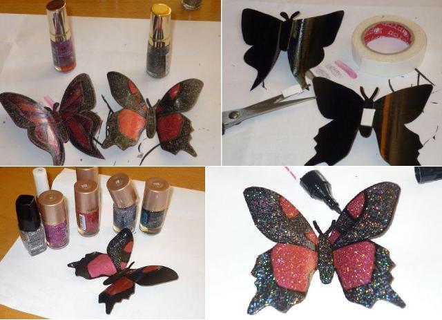 Perhonen takaosa on maalattava tussilla ja peitettävä värittömällä lakalla.