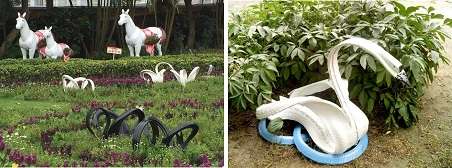 Inden arbejdet påbegyndes, skal du kridt ud af dækket, så du ved præcis, hvor du skal lave snittene. Begynd at skære ved de inderste ringe af dækket. Jo mindre du skærer, jo bredere bliver vingerne på det færdige svanefartøj.