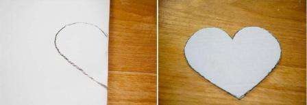 Στη συνέχεια, γύρω από το γραφείο, χωρίς να ανοίξετε το σεντόνι, κόψτε την καρδιά σας. Αυτό είναι όλο, το πρότυπό σας είναι έτοιμο.