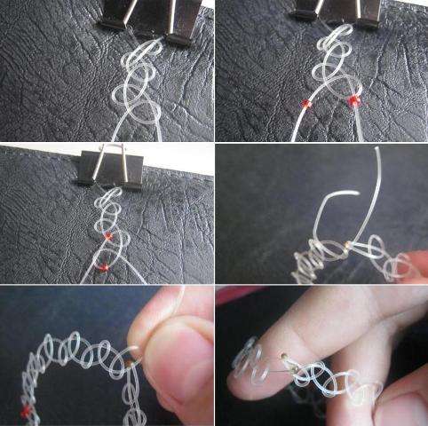 I den ene ende af linjen dannes en løkke, som du skal indsætte den anden ende af linjen i, træk lidt i den for at danne en knude med lav densitet