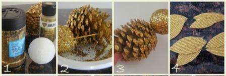 Vezmite malú penovú guľu - to bude hlava nášho vtáka. Loptu prikryte trblietkami. Na to môžete na penu naniesť PVA lepidlo alebo bezfarebný lak, aby sa trblietky dobre lepili. Vtáčiu hlavu odložte nabok, aby dobre uschla.