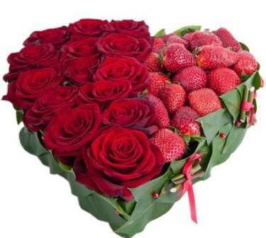 hjerte af blomster og jordbær