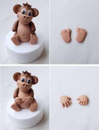 Du skal igen tage let plasticine og danne lemmer deraf til abens ben. Det er let at forme delene med en smal stak.