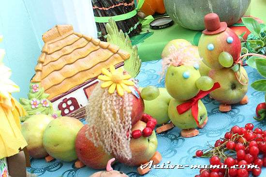 smukt efterårshåndværk fra grøntsager og frugter