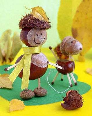 håndværk fra efterårsmaterialer i børnehaven