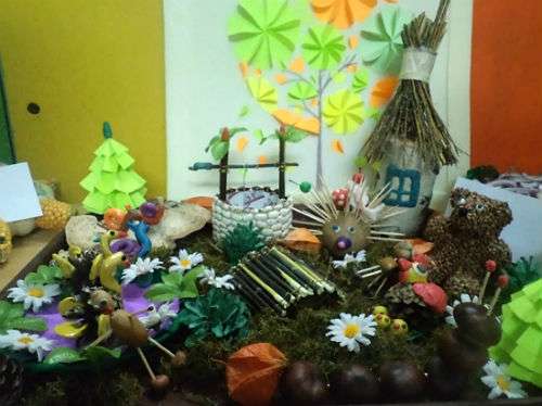 håndværk fra efterårsmaterialer i børnehaven