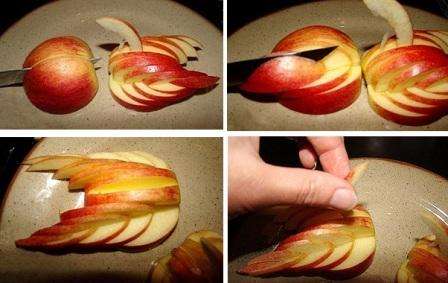 Lav derefter et andet snit, men ikke helt ned i midten af ​​din halvdel. På hver side skal du derefter skære hjørnerne ud og afsløre dem med en lille forskydning. Disse vil være svanens vinger.