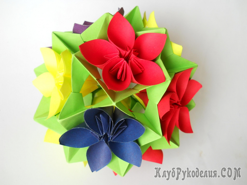 أمثلة صور Kusudama: ما هو - كيفية صنع كرة معيارية سحرية من الورق بيديك ، مخططات لتجميع زهور الأوريغامي