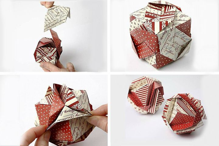 تجميع خطوة بخطوة لكرة اوريغامي للعام الجديد مع التحول