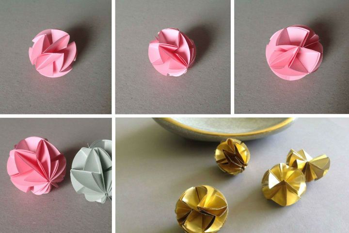 تجميع خطوة بخطوة لكرة اوريغامي للعام الجديد من وحدات دائرية