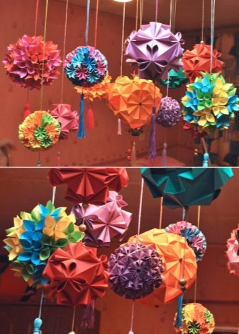 أمثلة صور Kusudama: ما هو - كيفية صنع كرة معيارية سحرية من الورق بيديك ، مخططات لتجميع زهور الأوريغامي
