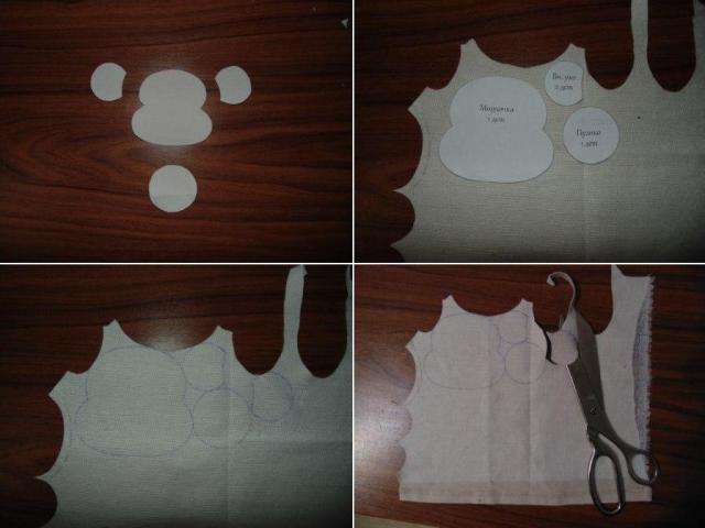 المس كل قطعة القماش برفق واقطعها. لا تنس أنه في بعض أجزاء جسم القرد ، ستحتاج إلى قطع جزأين.