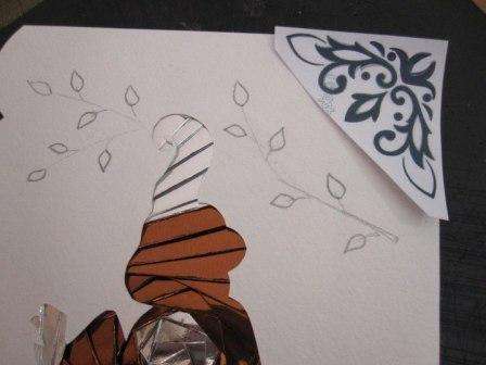 Piirrämme oksan niin, että näyttää siltä, että apinamme pitää oksasta kiinni yhdellä tassulla