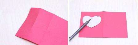 Først skal du beslutte dig om postkortets form. For at gøre dette skal du tage tykt dobbeltsidet papir og skære en firkant eller et rektangel ud af det.