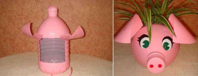 Vi tilbyder dig en anden idé til udsmykning af en have - smågrise i form af en urtepotte til vegetation