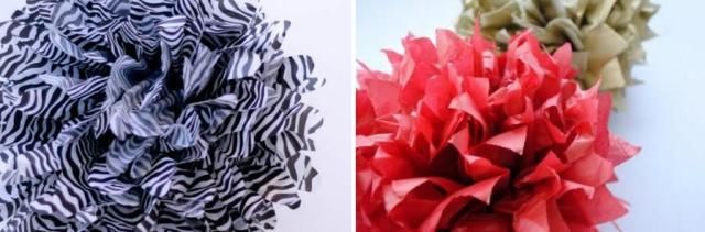 Juhlasalin sisustaminen paperipomponeilla