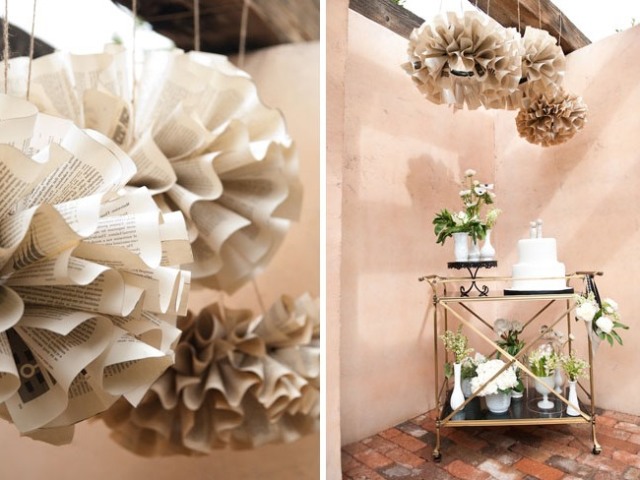 Tishyu-paperi tai papyruspaperi on ihanteellinen materiaali kolmiulotteisen sisustuksen tekemiseen juhlatilaisuuteen