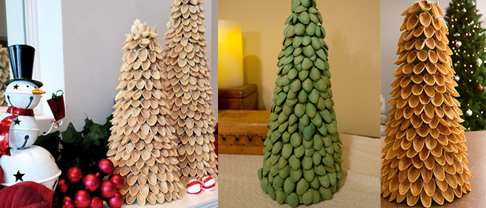 Χειροτεχνία από φιστίκια Αιγίνης για το νέο έτος Χριστουγεννιάτικο δέντρο φτιαγμένο από φιστίκια Αιγίνης