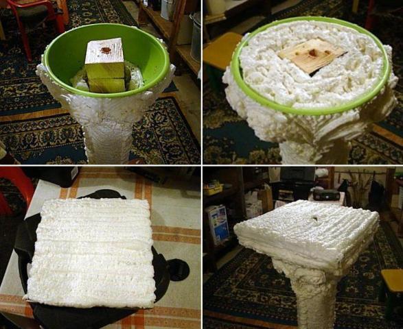 Aloitetaan kansien tekeminen. Tätä varten sinun on leikattava neliö lastulevystä, hieman enemmän kuin kulho ja vaahdotettava se molemmin puolin.