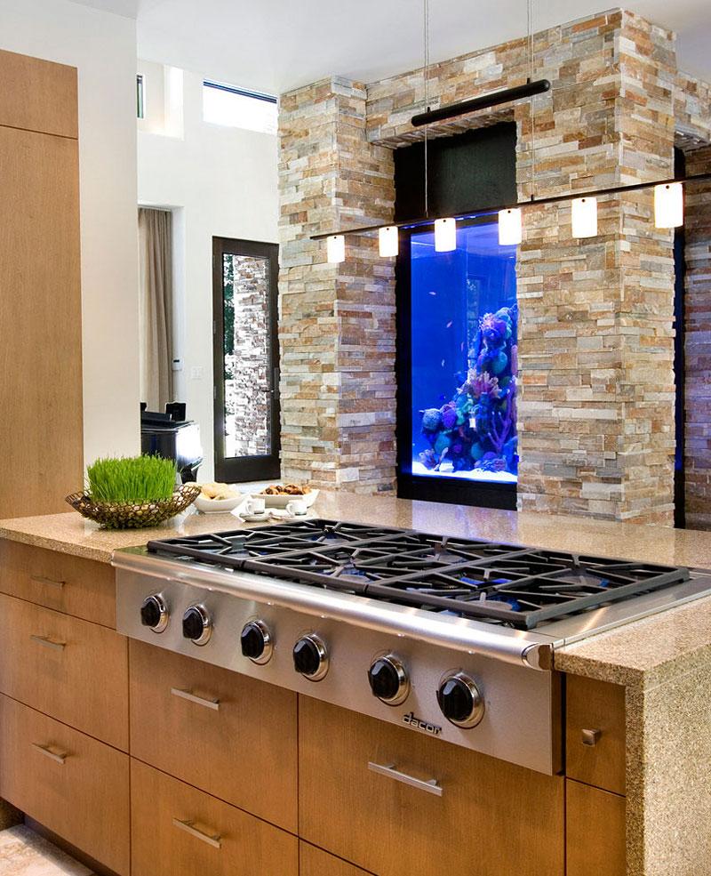 Sisustus keittiön akvaarioon