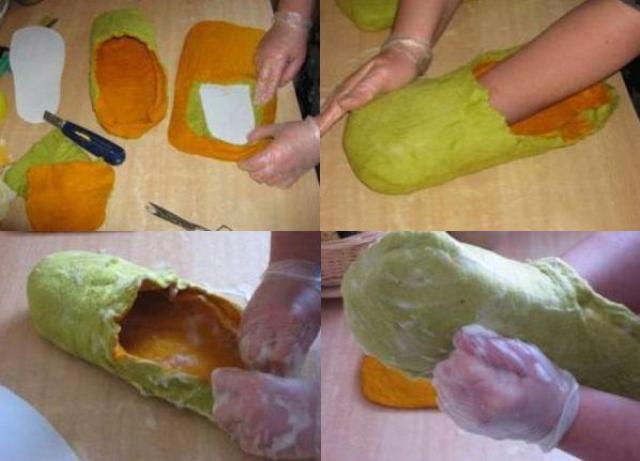 Poista nyt öljykangas ja muotoile tossut kostuttamalla se saippuavedessä