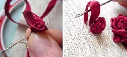 Roser er den mest populære type indretning, der vil se smuk ud på en taske eller T-shirt. Vælg et bånd i rødt eller en anden farve.