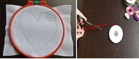 يمكن أن تكون دائرة أو قلبًا أو أي شكل آخر. عندما تتقن أساسيات شرائط التطريز ، يمكنك الانتقال إلى أنماط أكثر تعقيدًا.