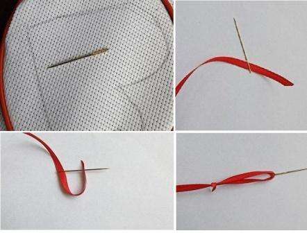 خذ إبرة تطريز خاصة بالشريط. على عكس الإبرة العادية ، لها عين أوسع.
