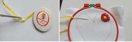 لنبدأ بتطريز لب الزهرة