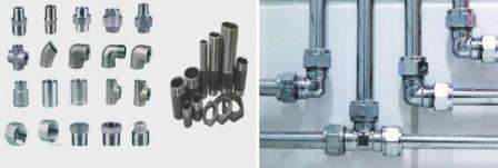 نوع الأنابيب الفولاذية متين للغاية ودائم ، ولكنه يصدأ مع استهلاك غير متساوٍ للمياه. متصلة باللحام